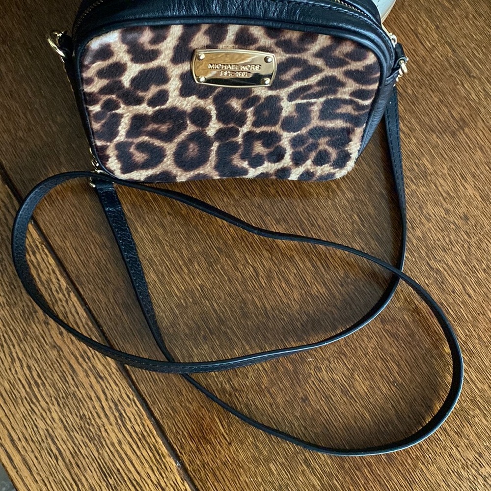 Mini Michael Kors Leather Trim Calf Hair Crossbody Bag - Picture 4 of 9